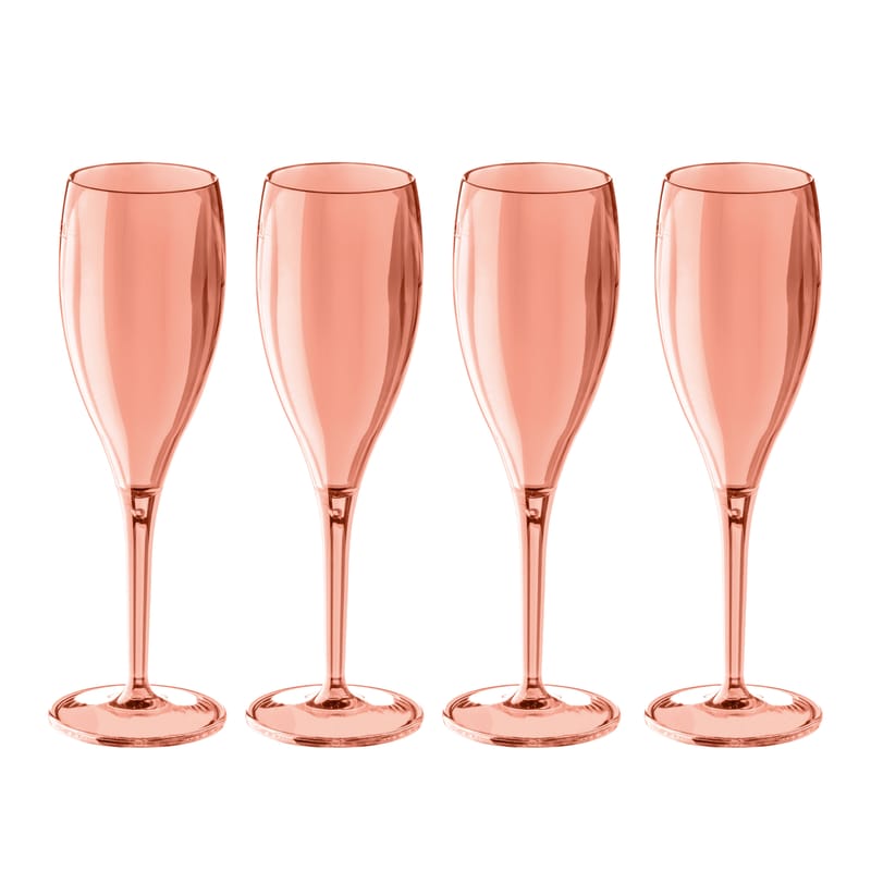 Table et cuisine - Verres  - Flûte à champagne Cheers NO. 1 plastique rose / Plastique - Lot de 4 - Koziol - Rose quartz - Plastique