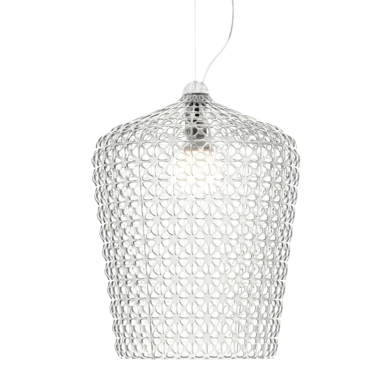 Luminaire - Suspensions - Suspension Kabuki plastique transparent / Ø 50 x H 63 cm - ajouré - Kartell - Cristal - Technopolymère thermoplastique