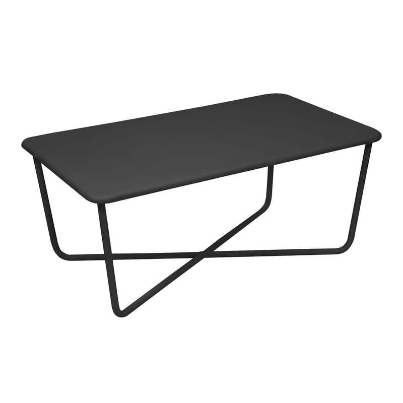 Mobilier - Tables basses - Table basse Croisette métal noir / 97 x 57 cm - Fermob - Réglisse - Acier