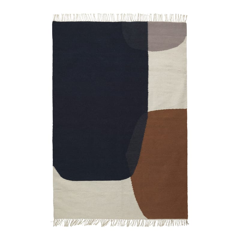 Interni - Tappeti - Tappeto Kelim Merge tessuto multicolore / Large - 140 x 200 cm - Ferm Living - 140 x 200 cm / Blu & marrone - Cotone, Lana