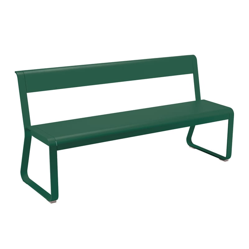 Möbel - Bänke - Bank mit Rückenlehne Bellevie metall grün / L 161 cm - 4-Sitzer - Fermob - Zederngrün - Aluminium, Stahl