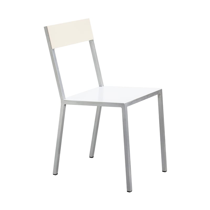 Mobilier - Chaises, fauteuils de salle à manger - Chaise Alu Chair métal blanc beige / Aluminium - valerie objects - Assise blanche / Dossier ivoire - Aluminium