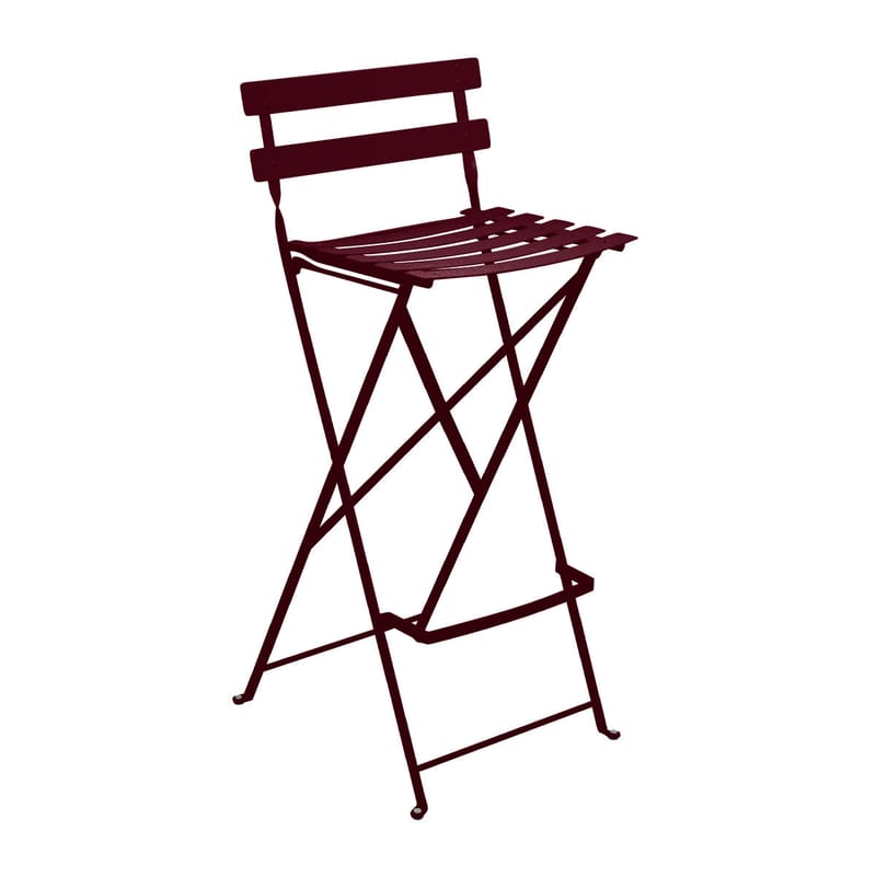 Mobilier - Tabourets de bar - Chaise de bar pliante Bistro métal violet / H 74 cm - Fermob - Cerise noire - Acier laqué