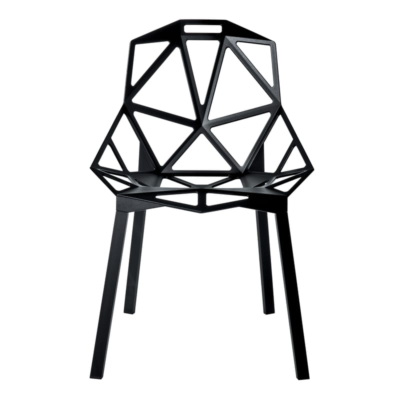 Mobilier - Chaises, fauteuils de salle à manger - Chaise empilable Chair one métal noir / Konstantin Grcic, 2003 - Magis - Noir / Pieds noirs - Aluminium verni, Fonte d\'aluminium verni