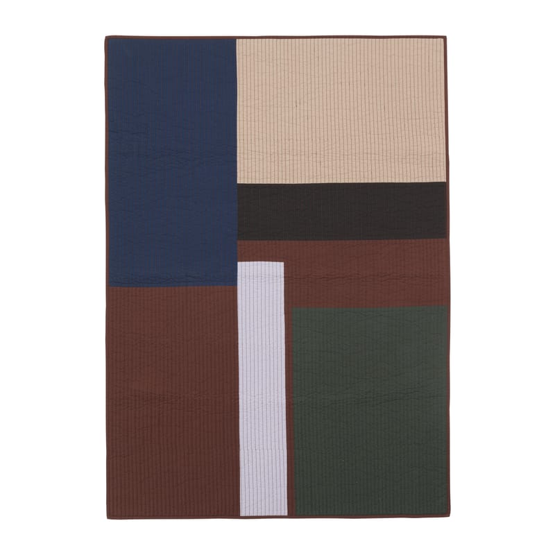 Décoration - Textile - Couverture Shay Patchwork tissu multicolore / Matelassé - 180 x 130 cm - Ferm Living - Cannelle - Coton biologique
