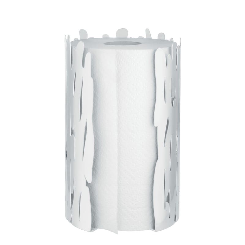 Tableware - Cleaning and storage - Barkroll Kitchenroll holder metal white - Alessi - White - Lacquered stainless steel