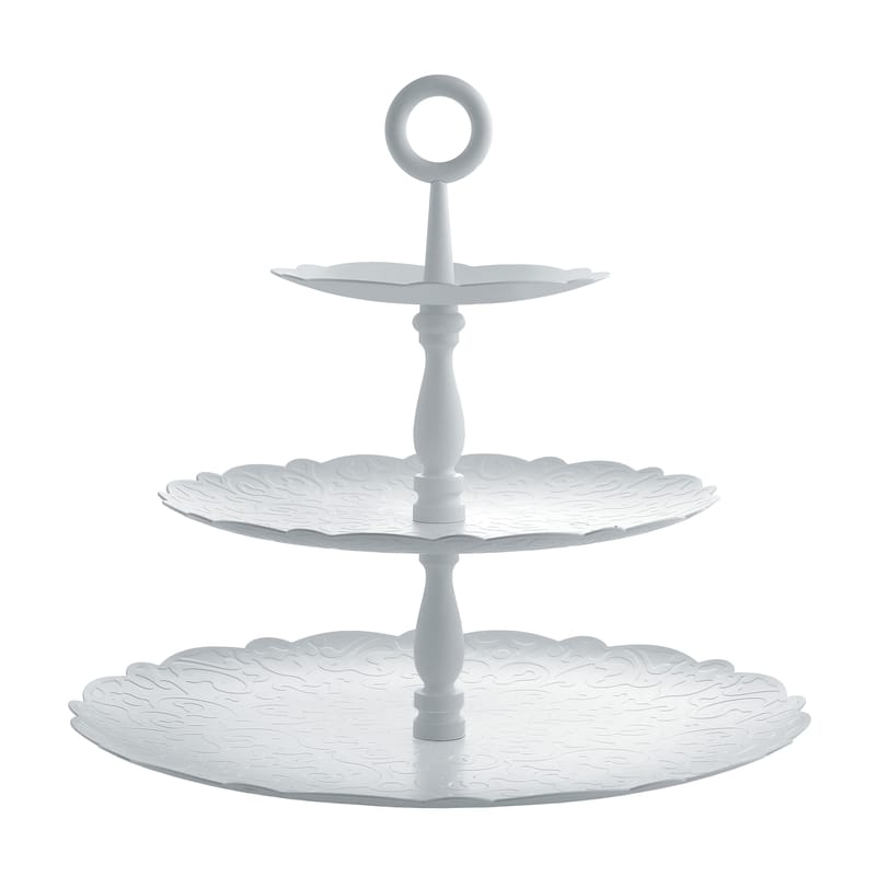 Table et cuisine - Plateaux et plats de service - Serviteur Dressed for X-mas métal blanc / 3 plateaux - Alessi - Porcelaine blanche - Acier peint