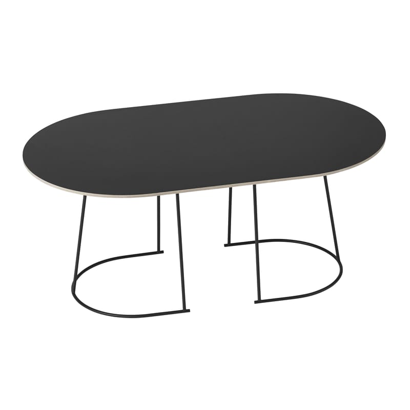 Mobilier - Tables basses - Table basse Airy Medium métal bois noir / 88 x 51,5 cm - Muuto - Noir - Acier peint, Contreplaqué, Stratifié