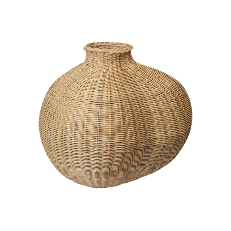 Décoration - Vases - Vase Bola fibre végétale beige / 45 x 51 cm x H 50 cm - Rotin tressé main - Ferm Living - Naturel - Fer, Rotin