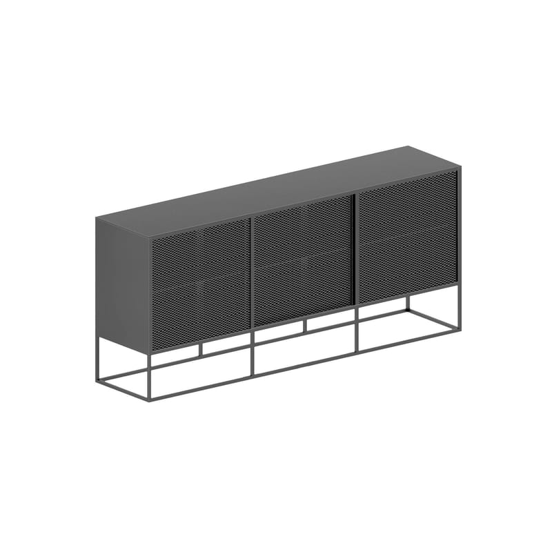 Mobilier - Commodes, buffets & armoires - Buffet Isotta métal gris / L 182 x H 80 cm - perforé - Zeus - Gris - Acier
