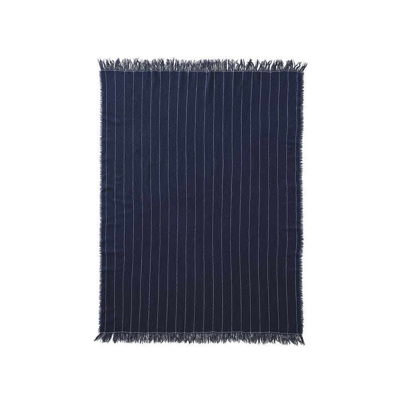 aktion - Top Angebote - Plaid Battus textil blau / 130 x 185 cm - Audo Copenhagen - Indigo - Seide, Wolle