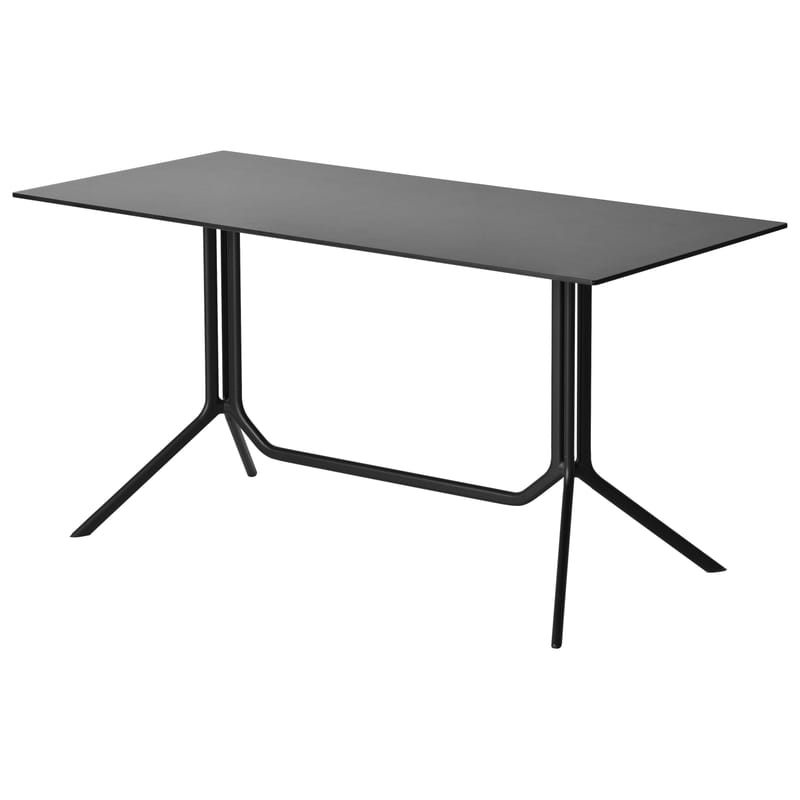 Jardin - Tables de jardin - Table pliante Poule double noir / 120 x 60 cm - Stratifié - Kristalia - Noir - Aluminium laqué époxy, Stratifié