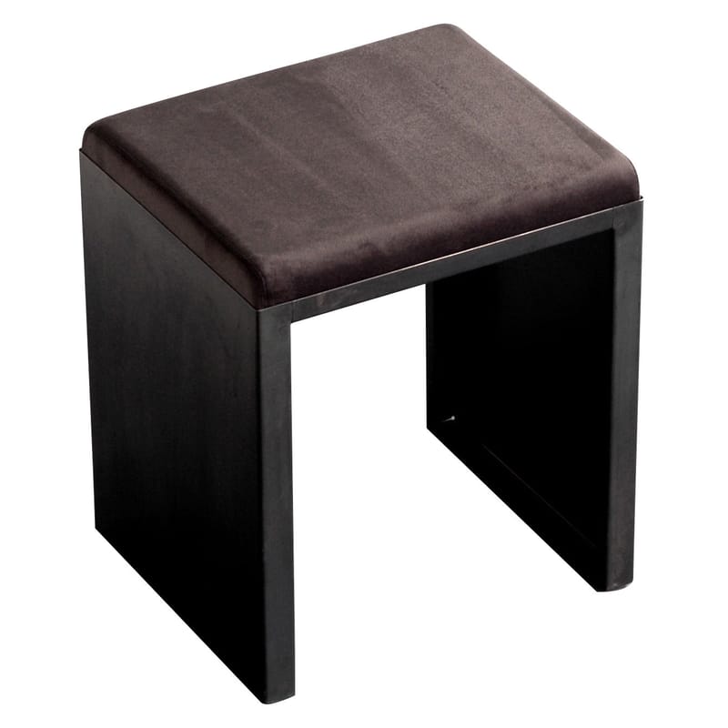 Furniture - Stools - Irony Stool metal leather black - Zeus - H 48 cm - Leather, Phosphated steel