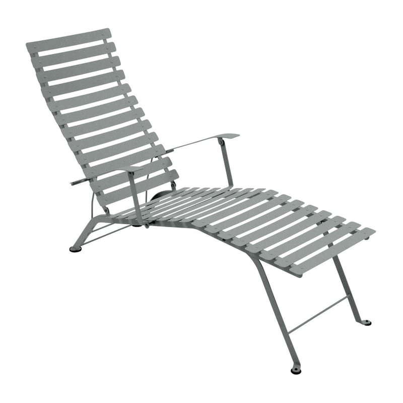 Jardin - Bains de soleil, chaises longues et hamacs - Chaise longue pliable inclinable Bistro métal gris / Accoudoirs - Fermob - Gris lapilli - Acier laqué