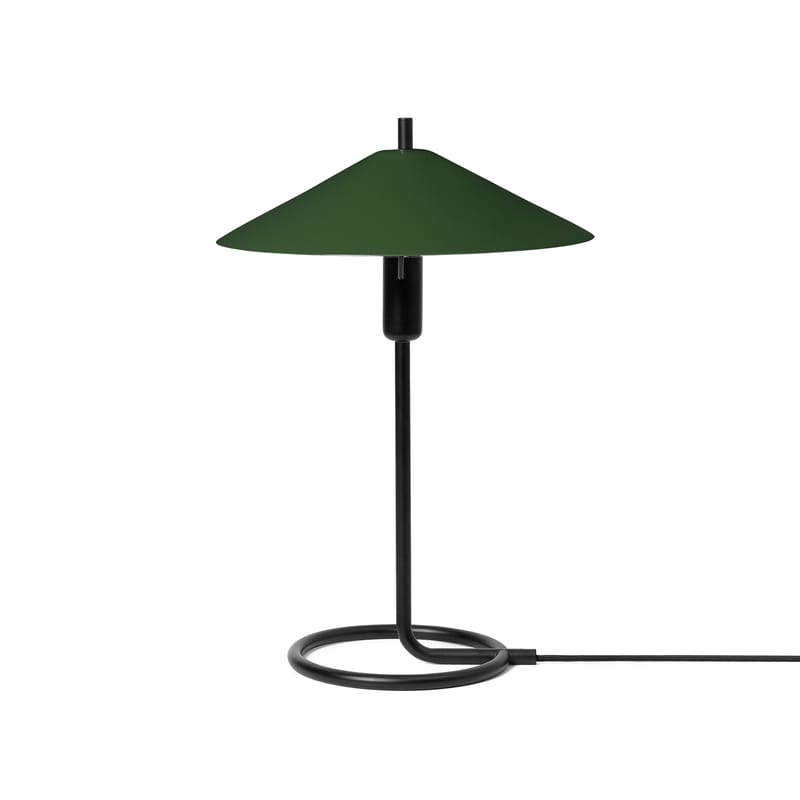 Luminaire - Lampes de table - Lampe de table Filo métal vert / Abat-jour rond - Ferm Living - Vert olive - Fer