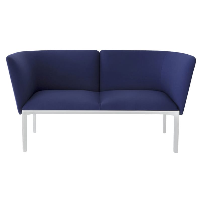Furniture - Sofas - ADD Straight sofa metal textile blue 2 seats - L 140 cm - Lapalma - Dark Blue / White structure - Kvadrat fabric, Lacquered metal, Polyurethane foam