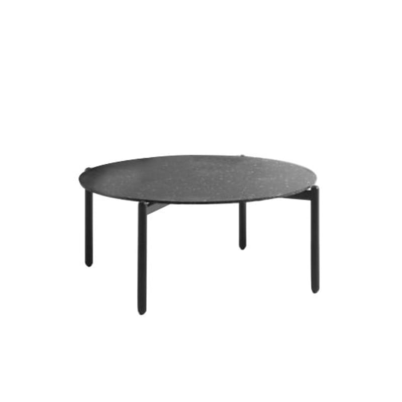 Mobilier - Tables basses - Table basse Undique céramique noir / Ø 91 x H 37 cm - Grès effet terrazzo - Kartell - Noir effet terrazzo - Acier peint, Grès