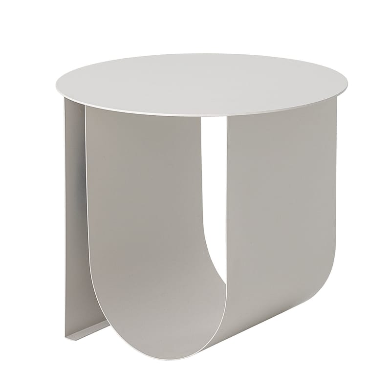 Mobilier - Tables basses - Table d\'appoint Cher métal gris / Ø 43 cm - Porte-revues intégré - Bloomingville - Gris clair - Fer laqué