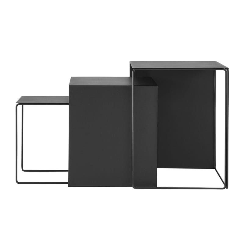 Mobilier - Tables basses - Tables gigognes Cluster métal noir / Set de  3 - Ferm Living - Noir - Métal
