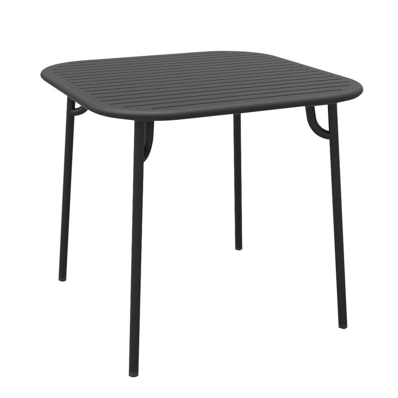 Outdoor - Tavoli  - Tavolo quadrato Week-end metallo nero / 85 x 85 cm - Alluminio - Petite Friture - Nero - Alluminio termolaccato epossidico