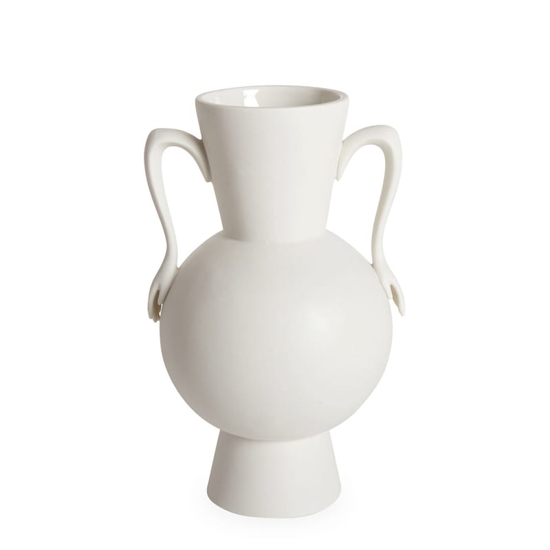 Décoration - Vases - Vase Eve Urn céramique blanc / Anses en forme de mains - Jonathan Adler - Blanc - Porcelaine