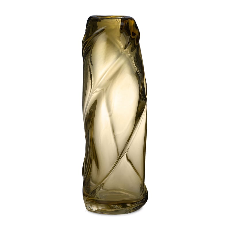 Décoration - Vases - Vase Water Swirl verre jaune / H 47 cm - soufflé bouche - Ferm Living - Jaune pâle - Verre soufflé bouche