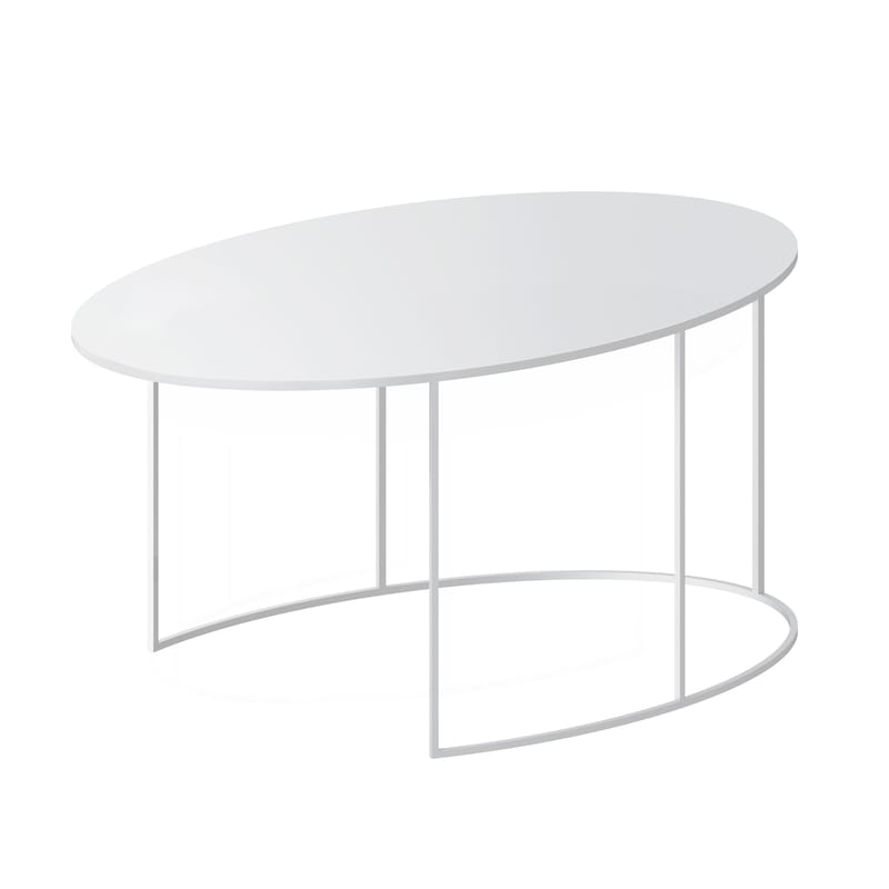 Furniture - Coffee Tables - Slim Irony ovale Coffee table metal white oval / 86 x 54 cm H 42 cm - Zeus - White - Steel