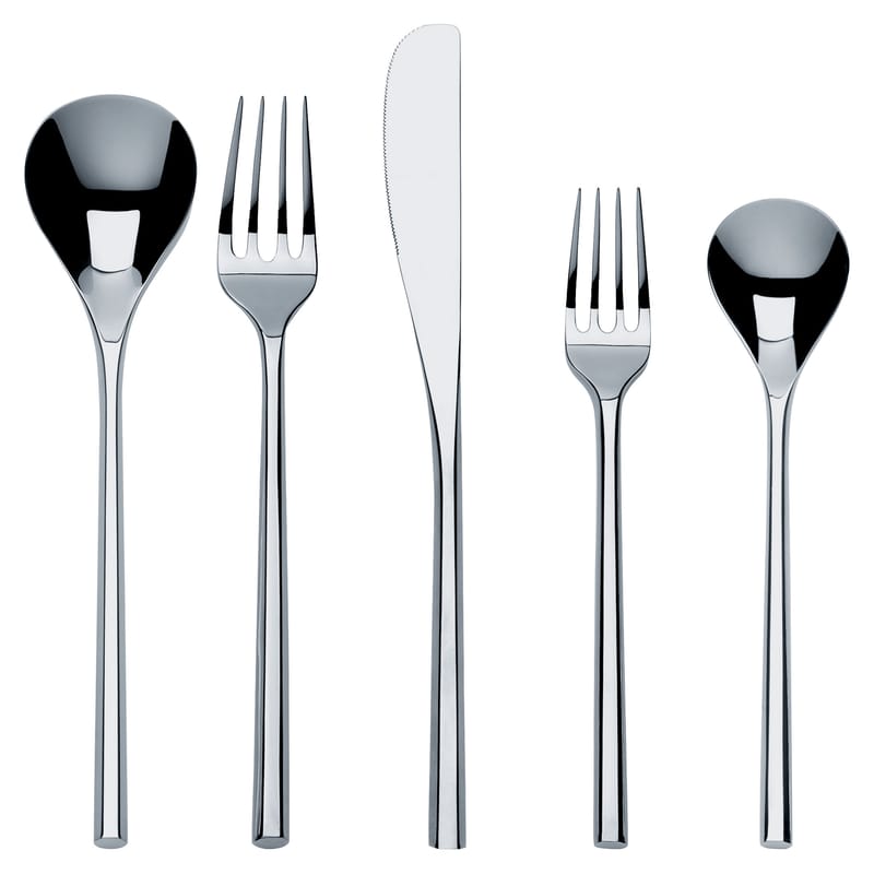 Tableware - Cutlery - Mu Cutlery set metal Set 5 pieces - Alessi - Steel - Stainless steel 18/10