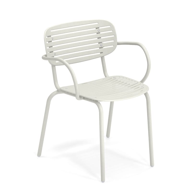 Mobilier - Chaises, fauteuils de salle à manger - Fauteuil empilable Mom métal blanc - Emu - Blanc - Acier verni