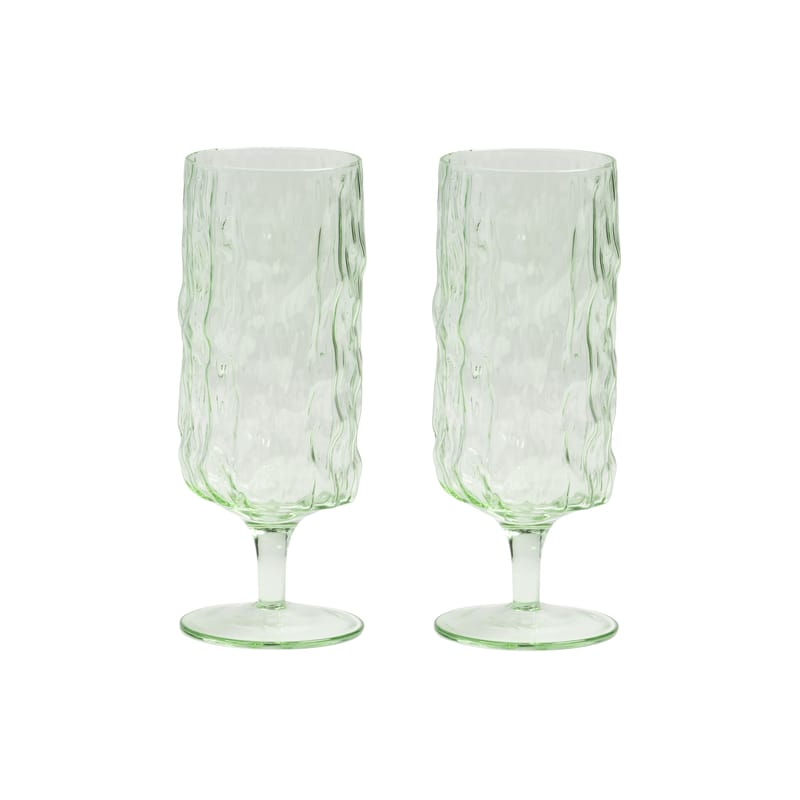 Table et cuisine - Verres  - Flûte à champagne Trunk verre vert / Set de 2 - & klevering - Vert - Verre