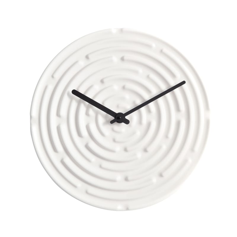 Décoration - Horloges  - Horloge murale Minos céramique blanc / Ø 42 cm - raawii - Blanc meringue - Aluminium, Faïence émaillée