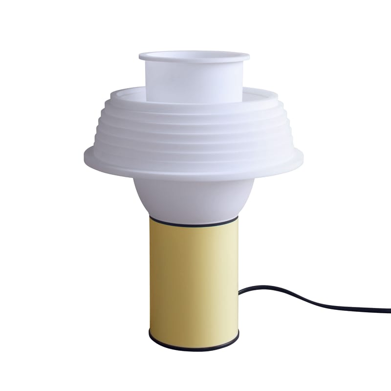 Luminaire - Lampes de table - Lampe de table Shades - TL2 plastique jaune / Ø 22 x H 28,5 cm - SOWDEN - Jaune & blanc - Aluminium, Silicone