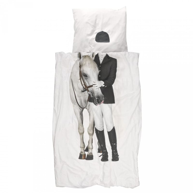 Décoration - Pour les enfants - Parure de lit 1 personne Amazone tissu blanc gris noir / 140 x 200 cm - Snurk - Amazone - Percale de coton