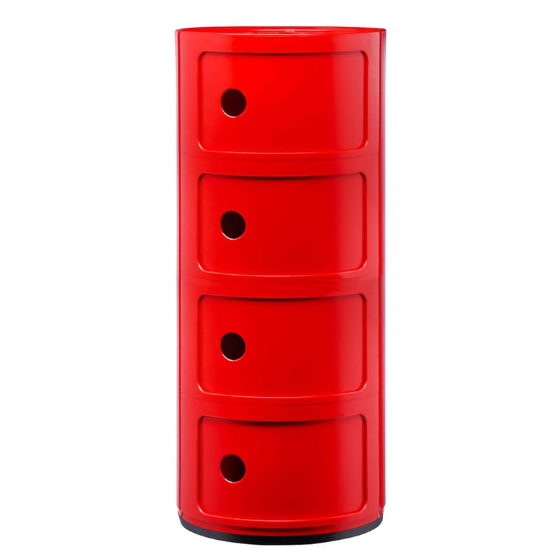 Mobilier - Etagères & bibliothèques - Rangement Componibili plastique rouge / 4 tiroirs - H 77 cm - Anna Castelli Ferrieri, 1968 - Kartell - Rouge - ABS
