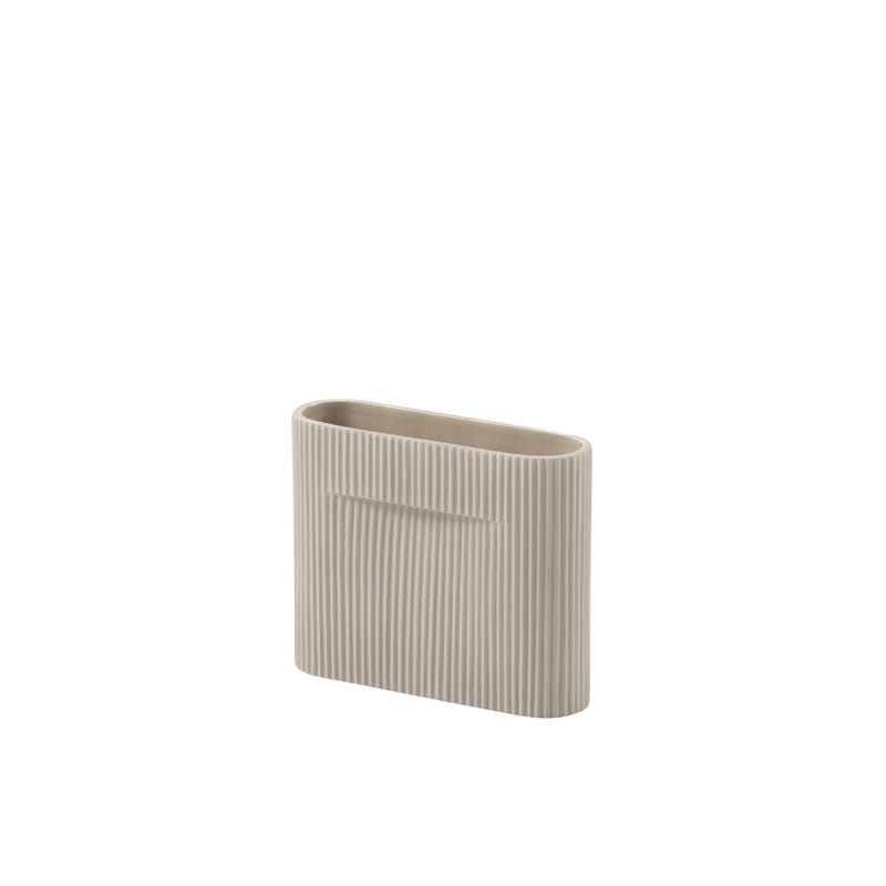 Décoration - Vases - Vase Ridge Small céramique blanc beige / H 16,5 cm - Muuto - Beige - Faïence