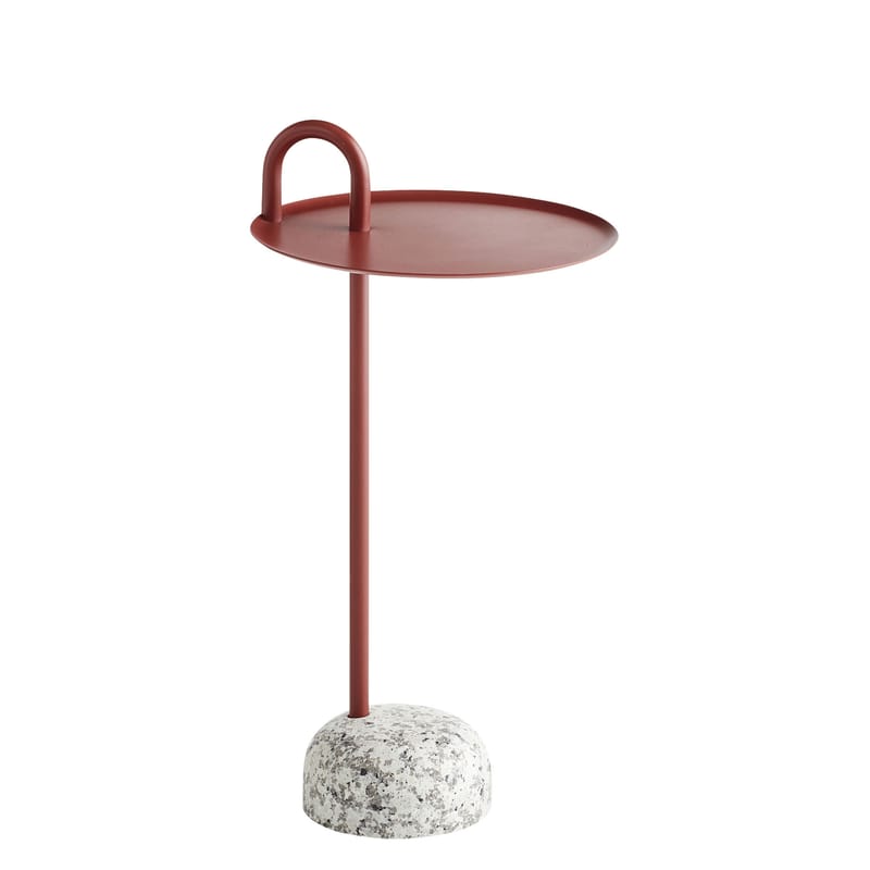 Möbel - Couchtische - Beistelltisch Bowler metall stein rot / Metall & Granit - Hay - Rot / Granit grau - Epoxid-lackierter Stahl, Granit