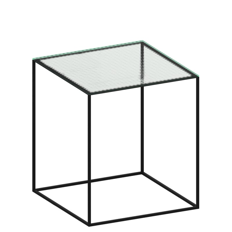 Möbel - Couchtische - Beistelltisch Slim Irony metall glas transparent / 41 x 41 x H 46 cm - Drahtglas - Zeus - Glas transparent / Tischgestell schwarzbraun - bemalter Stahl, Drahglas