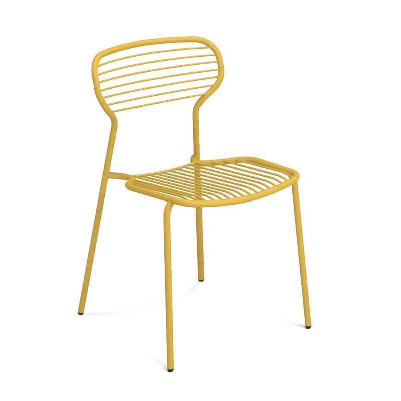 Mobilier - Chaises, fauteuils de salle à manger - Chaise empilable Apero métal jaune - Emu - Jaune curry - Acier verni