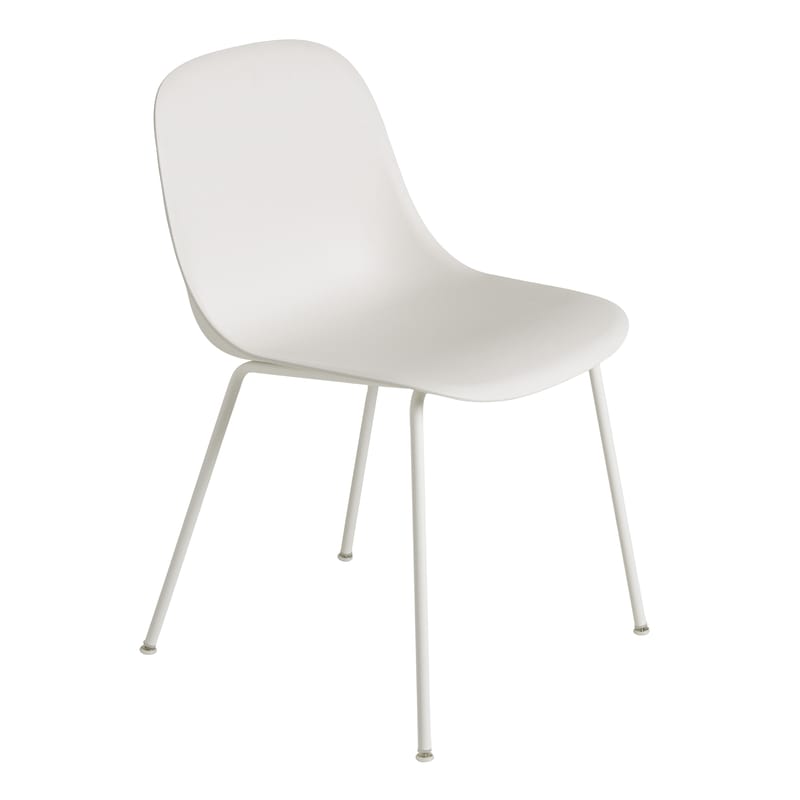 Mobilier - Chaises, fauteuils de salle à manger - Chaise Fiber métal plastique bois blanc / Pieds métal - Muuto - Blanc / Pieds blancs - Acier, Matériau composite recyclé