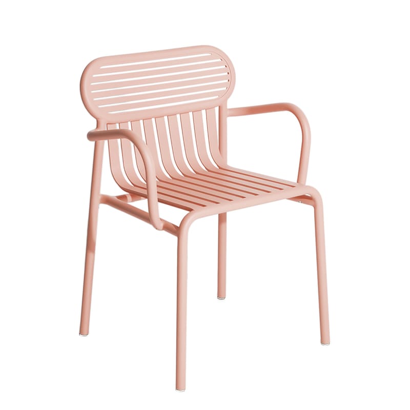Mobilier - Chaises, fauteuils de salle à manger - Fauteuil bridge empilable Week-End métal rose / Aluminium - Petite Friture - Rose Blush - Aluminium thermolaqué époxy