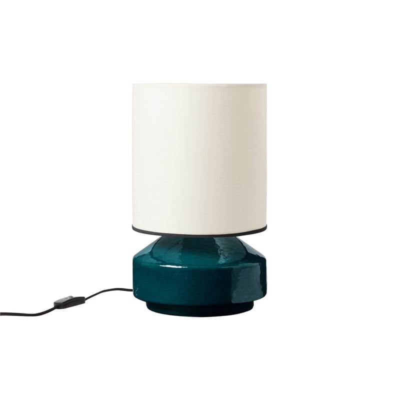 Luminaire - Lampes de table - Lampe de table Claude céramique bleu / H 27 cm - Maison Sarah Lavoine - Bleu Sarah - Céramique, Coton