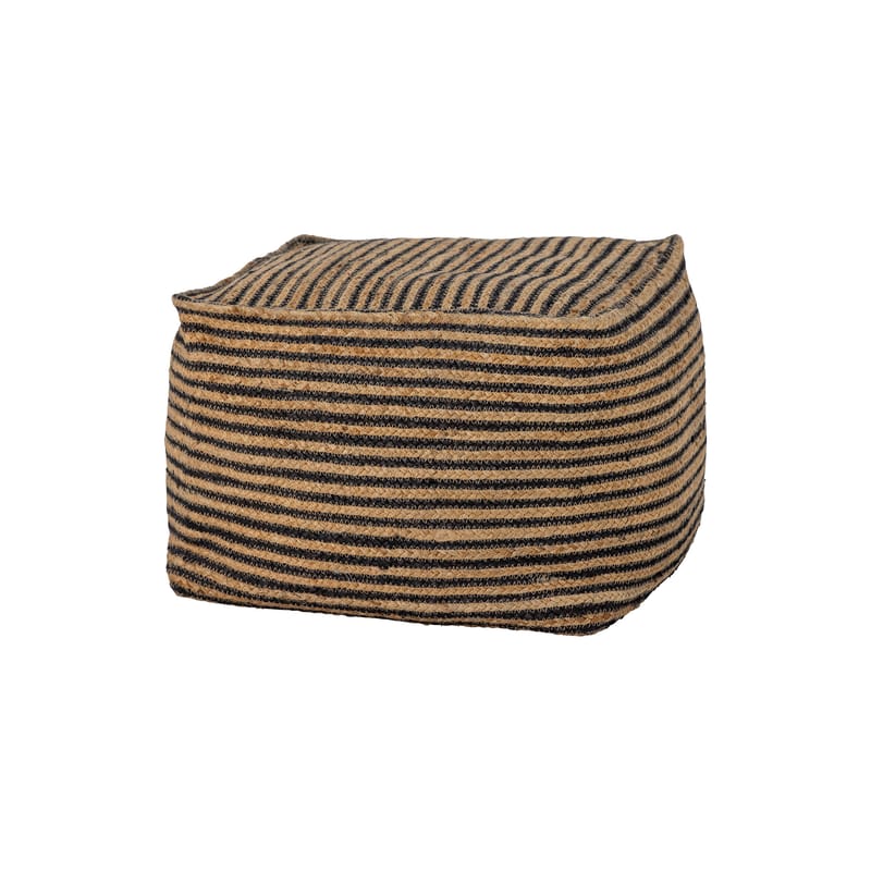 Möbel - Möbel für Kinder - Sitzkissen Nao faser beige / Jute - 40 x 40 x H 35 cm - Bloomingville - Natur & schwarz - Baumwolle, Jute, Styropor