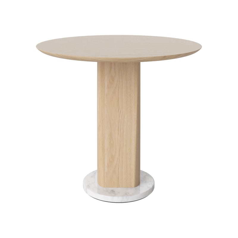 Mobilier - Tables basses - Table basse Root pierre bois naturel / Ø 60 x H 54 cm - Marbre & chêne - Bolia - Chêne pigmenté blanc / Marbre blanc-gris - Chêne massif pigmenté blanc, Marbre