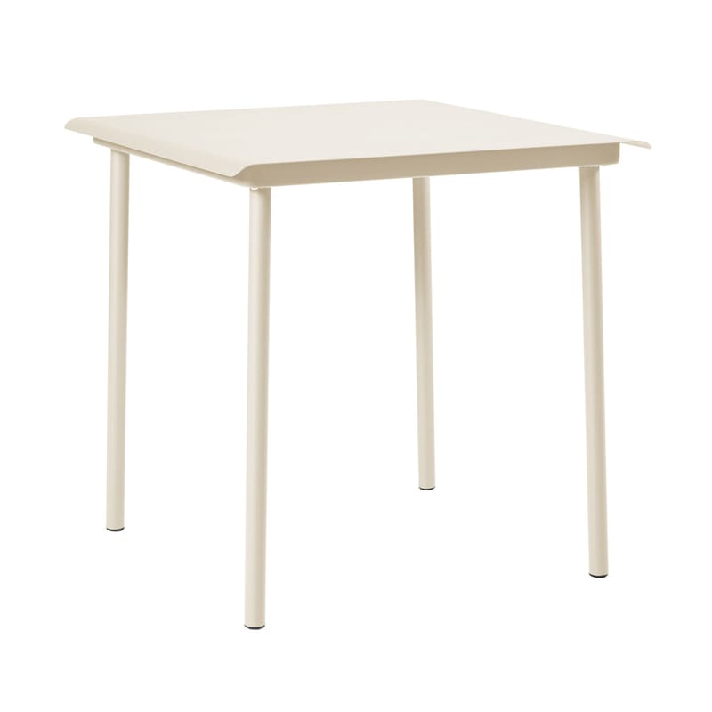 Jardin - Tables de jardin - Table carrée Patio Café métal blanc beige / 75 x 75 cm - Tôle pleine - Tolix - Ivoire - Acier inoxydable