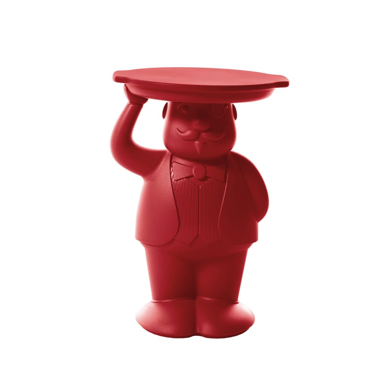 Mobilier - Tables basses - Table d\'appoint Ambrogio plastique rouge / 42,5 x 38,5 x H 60,5 cm - Slide - Rouge flamme - Polyéthylène
