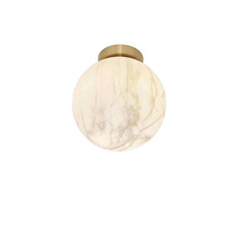 Luminaire - Plafonniers - Plafonnier Carrara Small   / Ø 22 cm - Verre effet marbre - It\'s about Romi - Ø 22 cm / Blanc & or - Métal, Verre