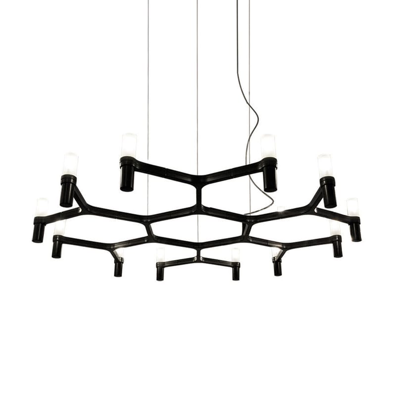 Luminaire - Suspensions - Suspension Crown Plana Minor métal noir / Ø 109 cm - Nemo - Noir - Aluminium peint, Verre sablé