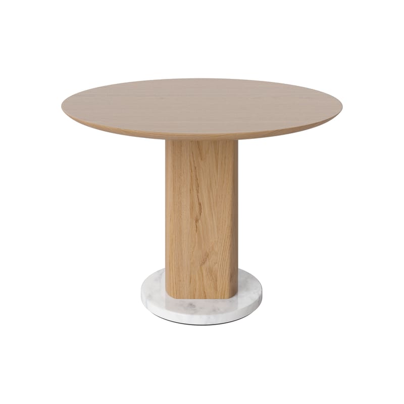 Mobilier - Tables basses - Table basse Root pierre bois naturel / Ø 60 x H 44 cm - Marbre & chêne - Bolia - Chêne / Marbre blanc-gris - Chêne massif, Marbre