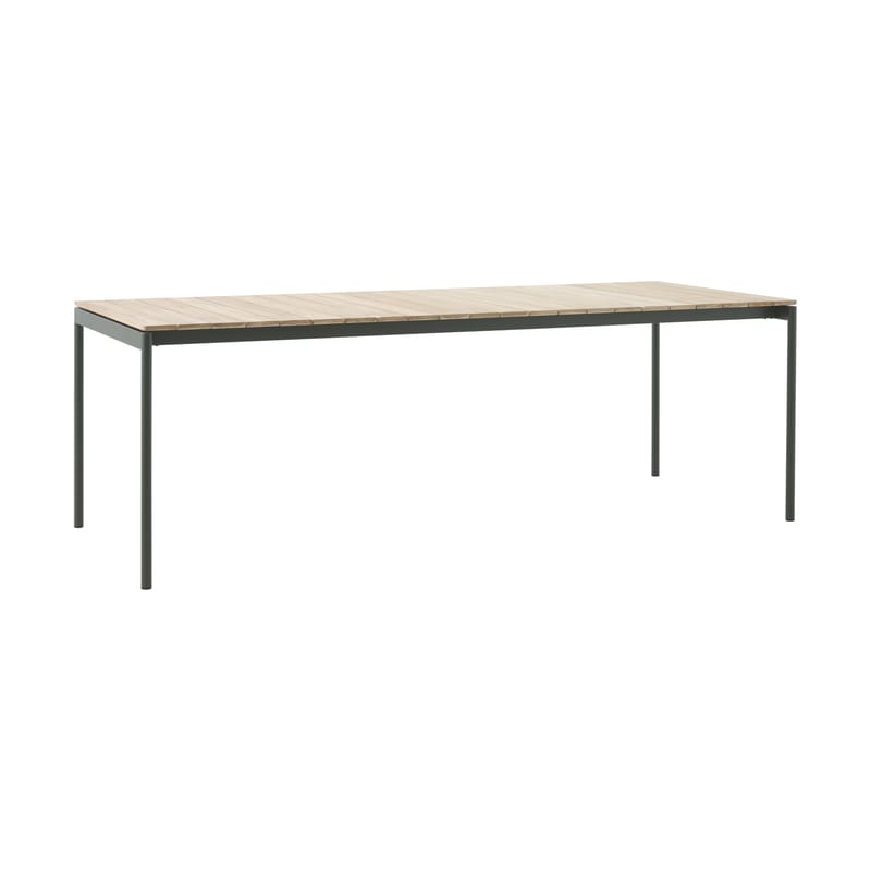 Jardin - Tables de jardin - Table rectangulaire Ville AV26 bois naturel / 220 x 90 cm - &tradition - Vert bronze / Teck - Acier, Teck