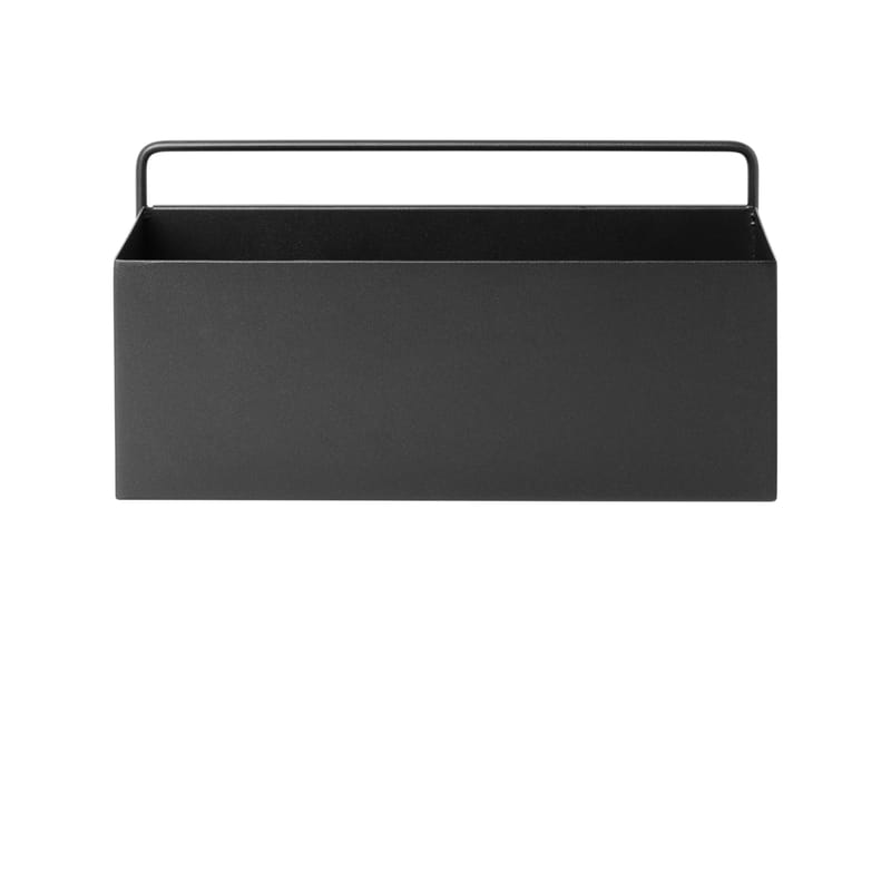 Dekoration - Für Kinder - Übertopf Wall Box Rectangle metall schwarz / L 30,6 cm x H 15,6 cm - Ferm Living - Schwarz - epoxy-beschichtetes Metall